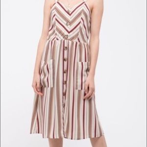 Blu Pepper Stripped Midi Women’s Sun Dress Sz Lge